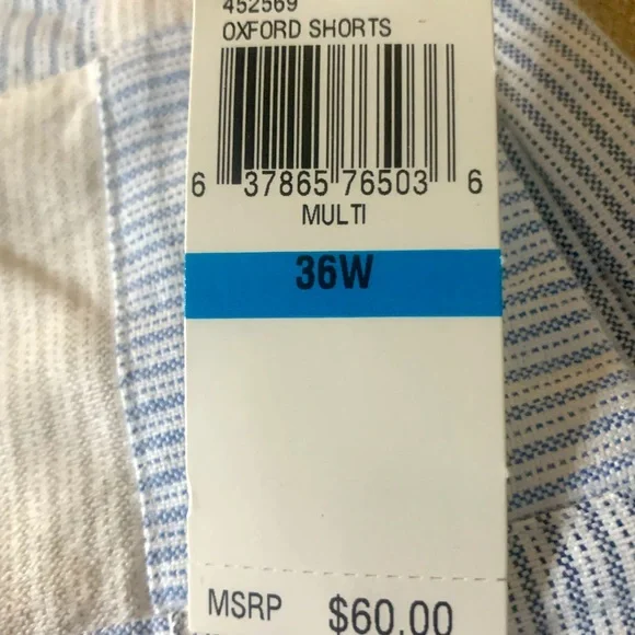 IZOD Vintage Y2K Light Blue & White Madras Plaid Patch Shorts - NEW - Size 36 - Picture 4 of 7